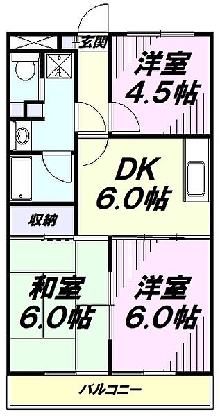 ジェントルワン ｜埼玉県所沢市東所沢３丁目(賃貸マンション3DK・4階・50.22㎡)の写真 その2