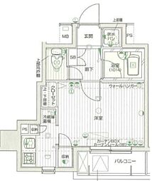 パークウェル高円寺 4階1Kの間取り