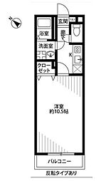 アムールドゥモンデ2 1Kの間取図画像