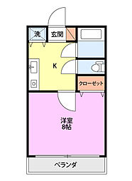 アーバン・エスポワール 1Kの間取図画像