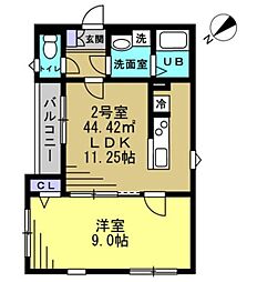 グランメゾン南流山 3階1LDKの間取り
