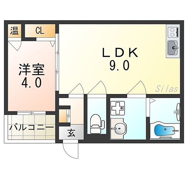 F asecia fonte ｜大阪府大阪市東住吉区矢田４丁目(賃貸アパート1LDK・3階・31.10㎡)の写真 その2