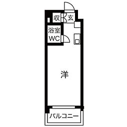 ロマネスク警固 ワンルームの間取図画像