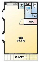 フローレンスマンション 2階ワンルームの間取り