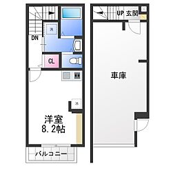 南海高野線 北野田駅 徒歩18分の賃貸一戸建て ワンルームの間取り