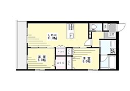 イリュージア 4階2LDKの間取り