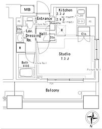 パークアクシス御茶ノ水ステージ 7階1Kの間取り