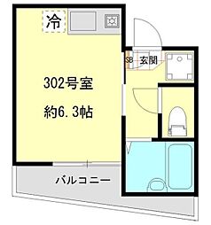 ミレアビターレ北千住 3階ワンルームの間取り
