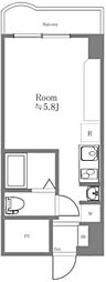 朝日後樂園マンション ワンルームの間取図画像