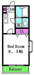 コンフォート2 1Kの間取図画像