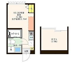 ハーモニーテラス西新小岩 ワンルームの間取図画像