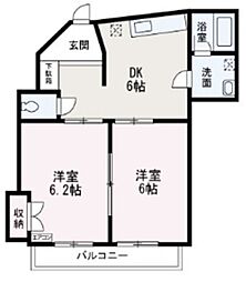 藤マンション 2DKの間取図画像