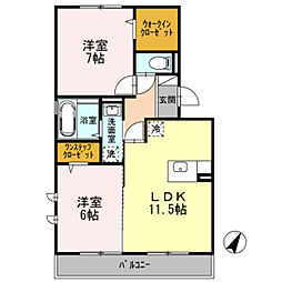 小田急小田原線 小田急相模原駅 徒歩22分の賃貸アパート 3階2LDKの間取り