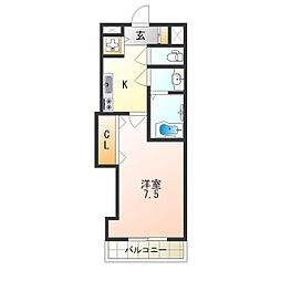 Luxe我孫子 3階1Kの間取り