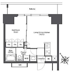 東京ポートシティ竹芝レジデンスタワー 13階1LDKの間取り