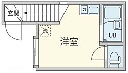 JR山手線 高田馬場駅 徒歩4分の賃貸アパート 2階ワンルームの間取り