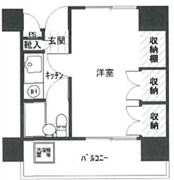 カテリーナ戸田公園II 4階1Kの間取り