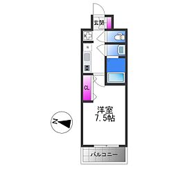 Luxe布施南 1Kの間取図画像