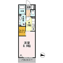 ラ・カーサ・ミア 1Kの間取図画像