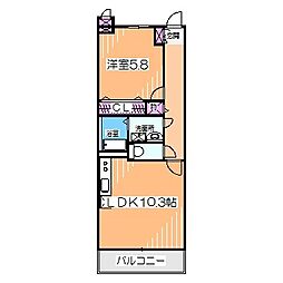 アーイラみなみ 1階1LDKの間取り