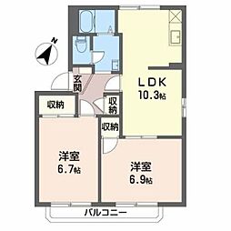 タウニィA 2LDKの間取図画像