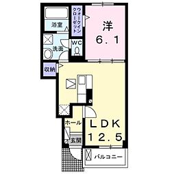 レガリア 1階1LDKの間取り