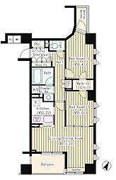 コクヨーレ日本橋 9階2LDKの間取り
