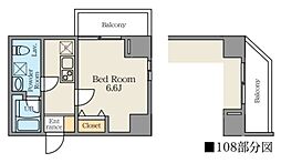 Alivis原木中山 1Kの間取図画像