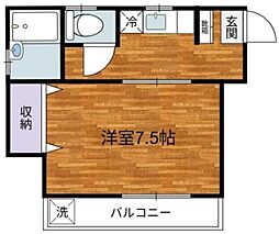 コーポ白糸台第2 2階1Kの間取り
