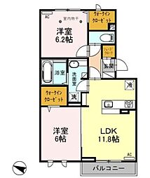 ロイジェントパークス レイクタウン II G 2階2LDKの間取り