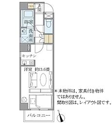 グランディール広尾 ワンルームの間取図画像