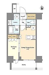 シーズンフラッツ大森北 14階1LDKの間取り