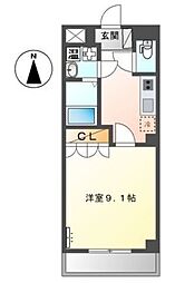 サンクレスト 2階1Kの間取り