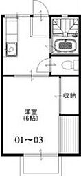 大澤ハイツ 1階1Kの間取り