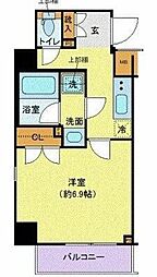 東急田園都市線 用賀駅 徒歩6分の賃貸マンション 5階1Kの間取り