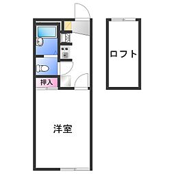 レオパレス和歌川 2階1Kの間取り