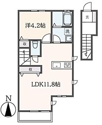 ハイツ3 1LDKの間取図画像