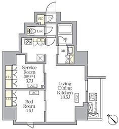 中央区日本橋馬喰町1丁目マンション 1SLDKの間取図画像