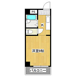 フィルストン 2階1Kの間取り