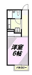 JR中央線 日野駅 徒歩18分の賃貸アパート 2階1Kの間取り