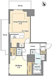 オアーゼ日暮里レジデンス 8階1LDKの間取り