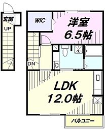 JR青梅線 昭島駅 バス48分 岸下車 徒歩6分の賃貸アパート 2階1DKの間取り