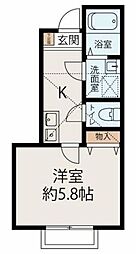 アーブルヴェール 1Kの間取図画像