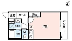 ヒルズ豊田 2階ワンルームの間取り