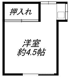 風間アパート 2階ワンルームの間取り