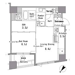 パークアクシス日本橋浜町 1LDKの間取図画像
