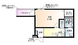 フジパレス湊ノース 1階1Kの間取り