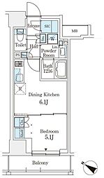テラス駒込イースト 1DKの間取図画像