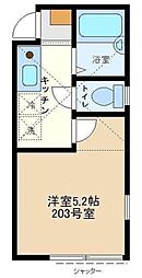 ナスカハイツ東大沼 2階1Kの間取り