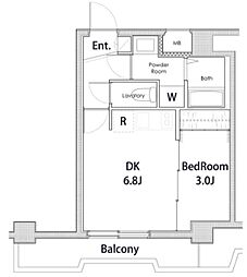 SOCIETY OPUS TWO 2階1DKの間取り